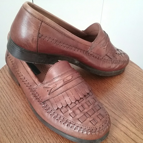 Giorgio Brutini Woven Brown Leather Loafers - Picture 1 of 8